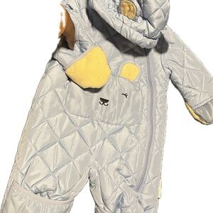 Quilted Baby Snowsuit with Bear Design